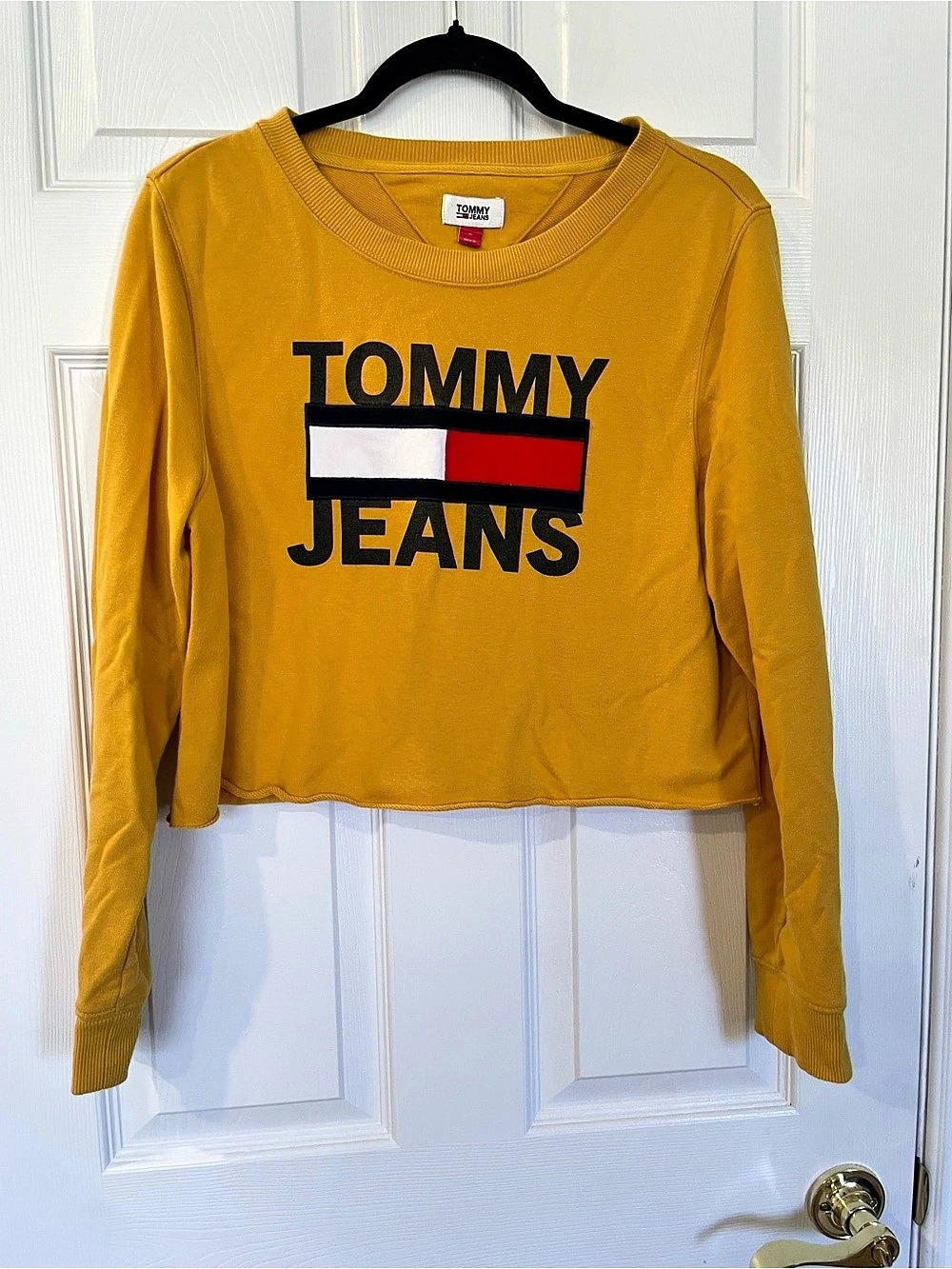 Tommy Jeans Yellow Cropped Long Sleeve Top Like New